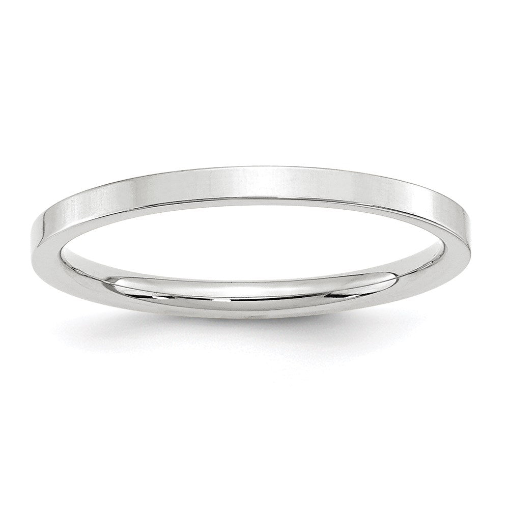 14k White Gold 2mm Standard Weight Flat Comfort Fit Wedding Band 