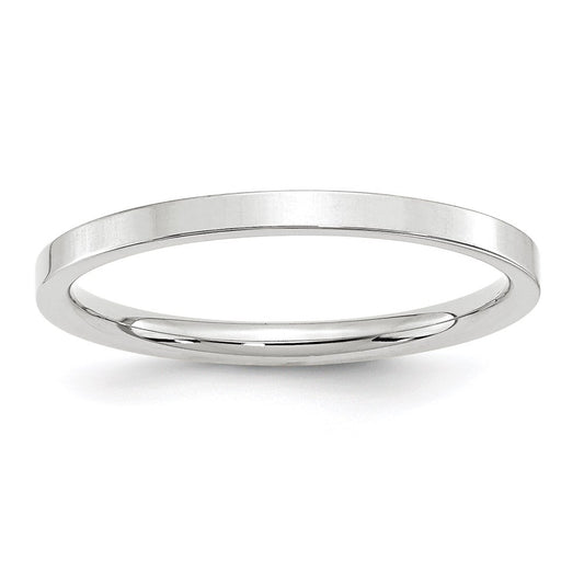 14k White Gold 2mm Standard Weight Flat Comfort Fit Wedding Band 