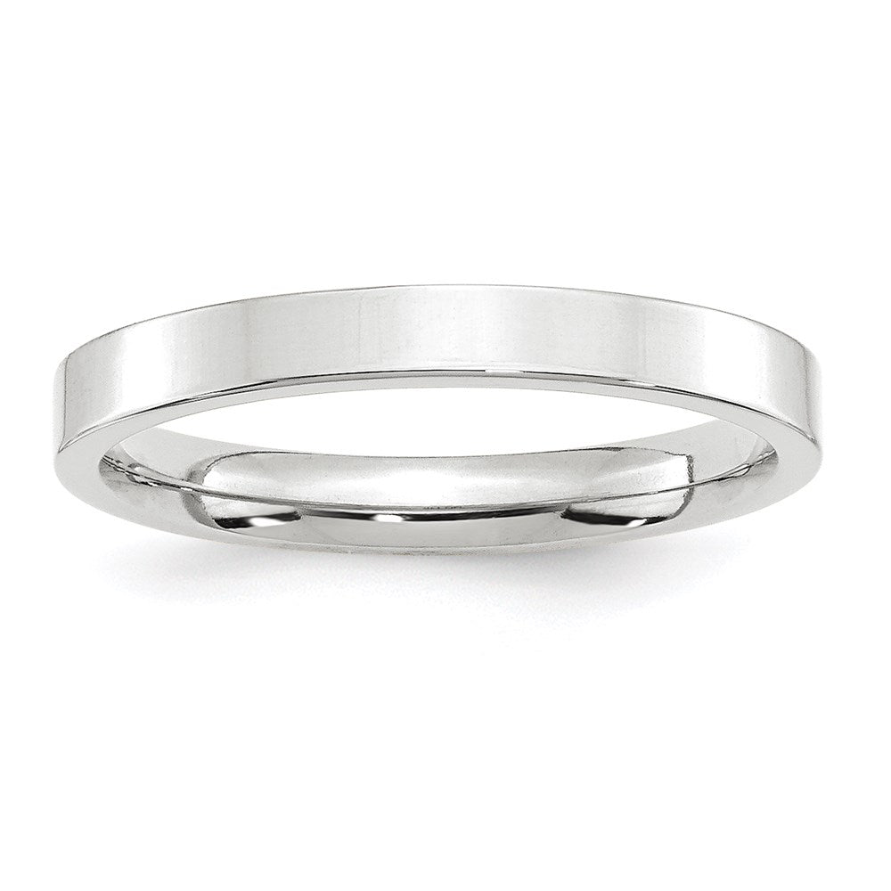 14k White Gold 3mm Standard Weight Flat Comfort Fit Wedding Band 
