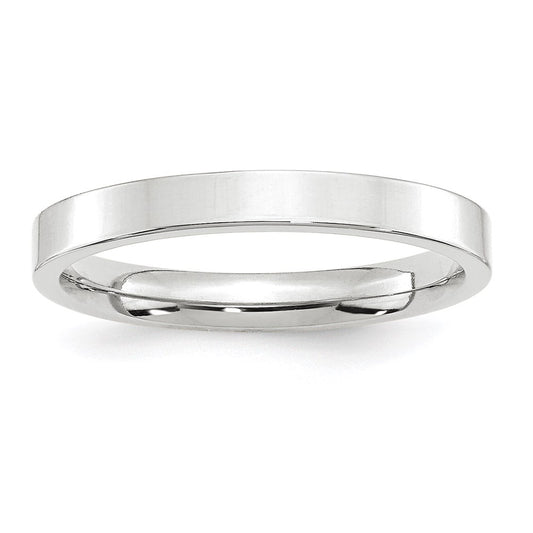 14k White Gold 3mm Standard Weight Flat Comfort Fit Wedding Band 