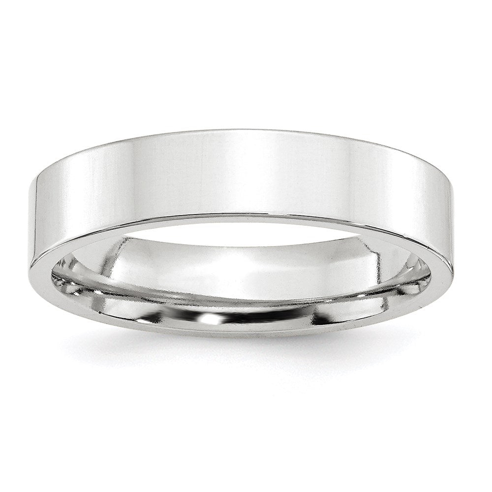 14k White Gold 5mm Standard Weight Flat Comfort Fit Wedding Band 