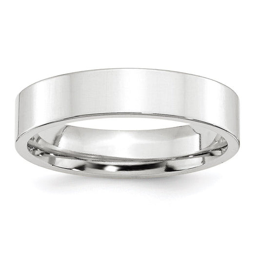 14k White Gold 5mm Standard Weight Flat Comfort Fit Wedding Band 