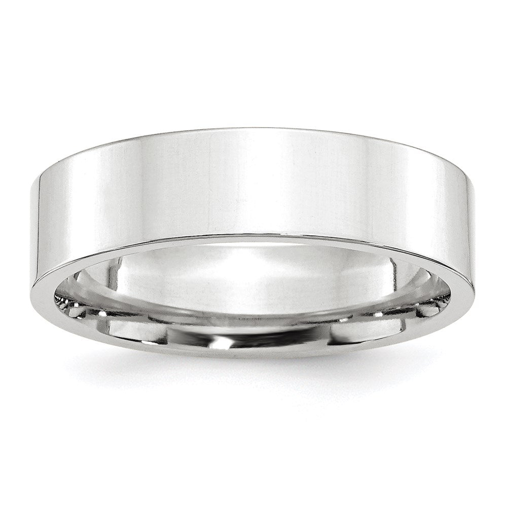 14k White Gold 6mm Standard Weight Flat Comfort Fit Wedding Band 