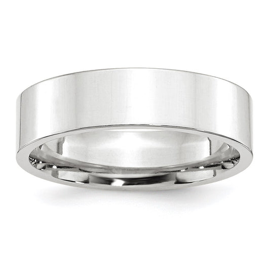 14k White Gold 6mm Standard Weight Flat Comfort Fit Wedding Band 