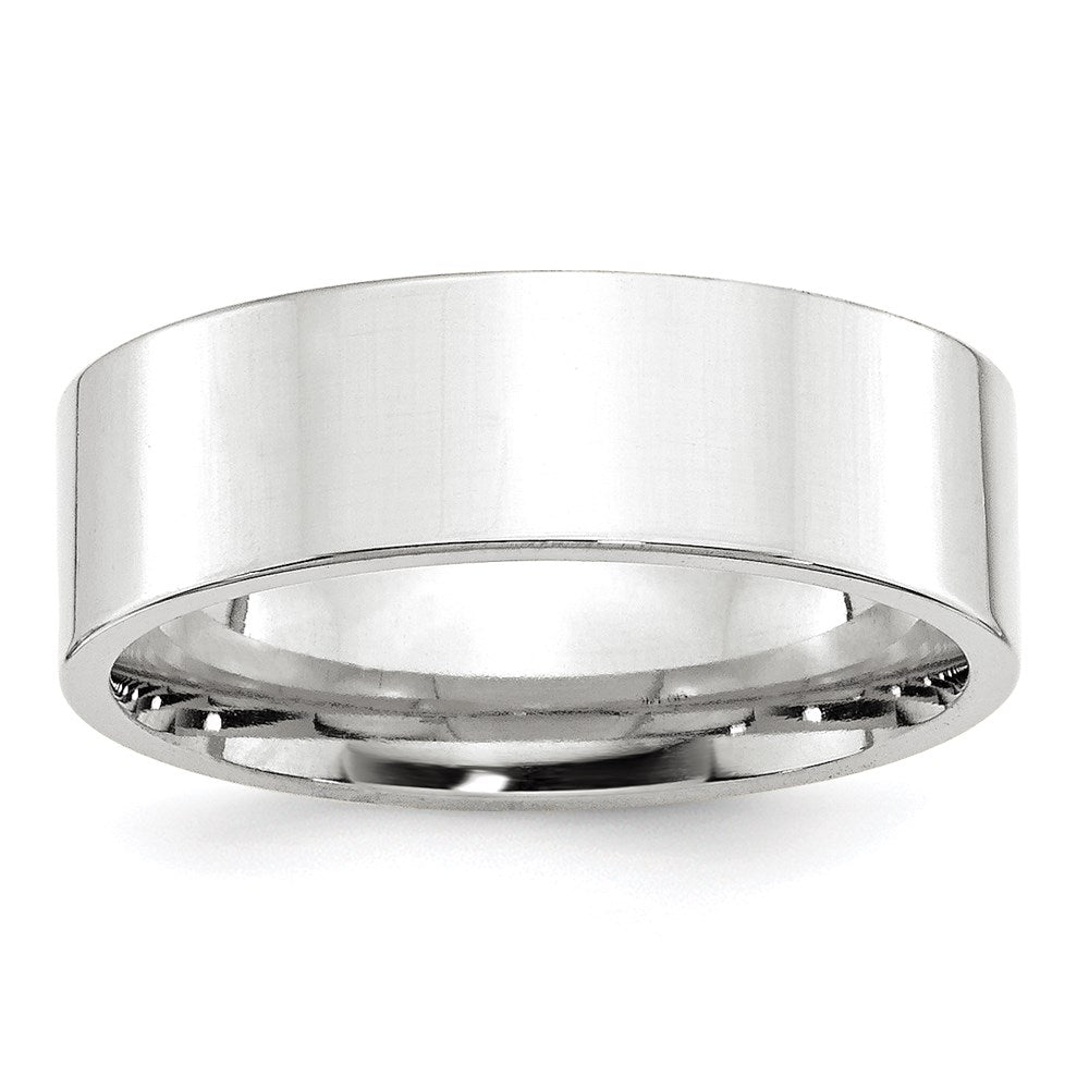 14k White Gold 7mm Standard Weight Flat Comfort Fit Wedding Band 