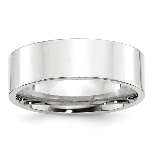 14k White Gold 7mm Standard Weight Flat Comfort Fit Wedding Band 