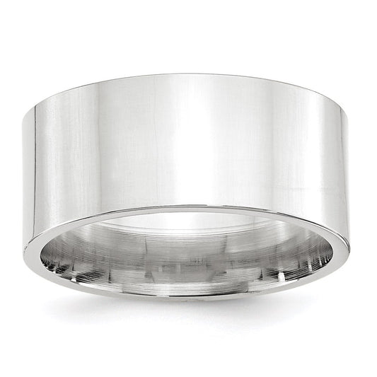 14k White Gold 10mm Standard Weight Flat Comfort Fit Wedding Band 