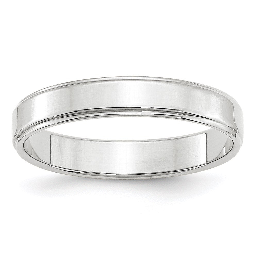 14k White Gold 4mm Flat with Step Edge Wedding Band 