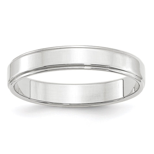 14k White Gold 4mm Flat with Step Edge Wedding Band 