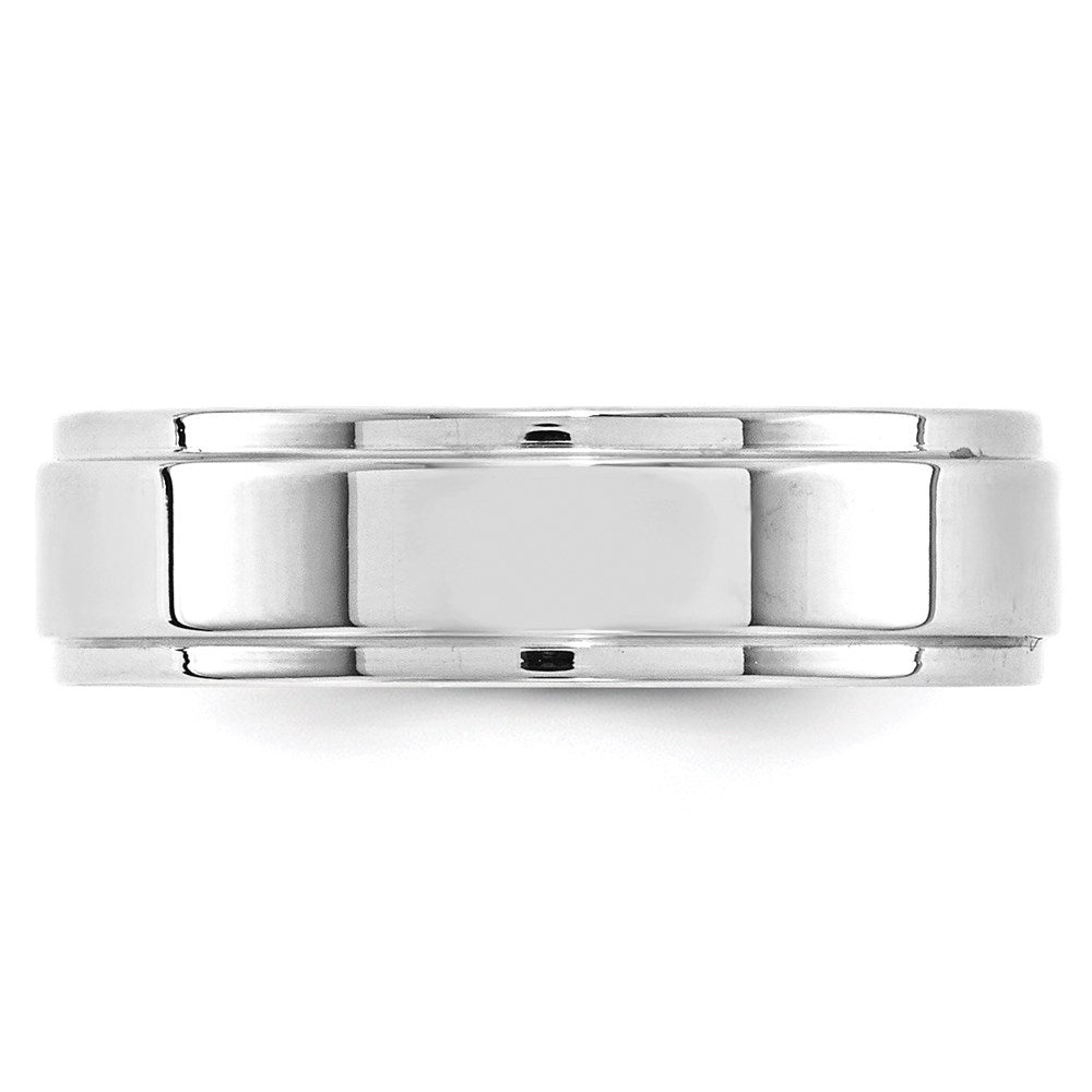 14k White Gold 6mm Flat with Step Edge Wedding Band