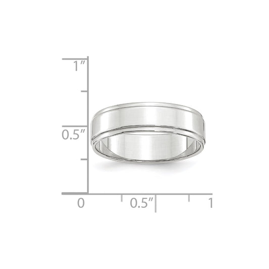 14k White Gold 6mm Flat with Step Edge Wedding Band