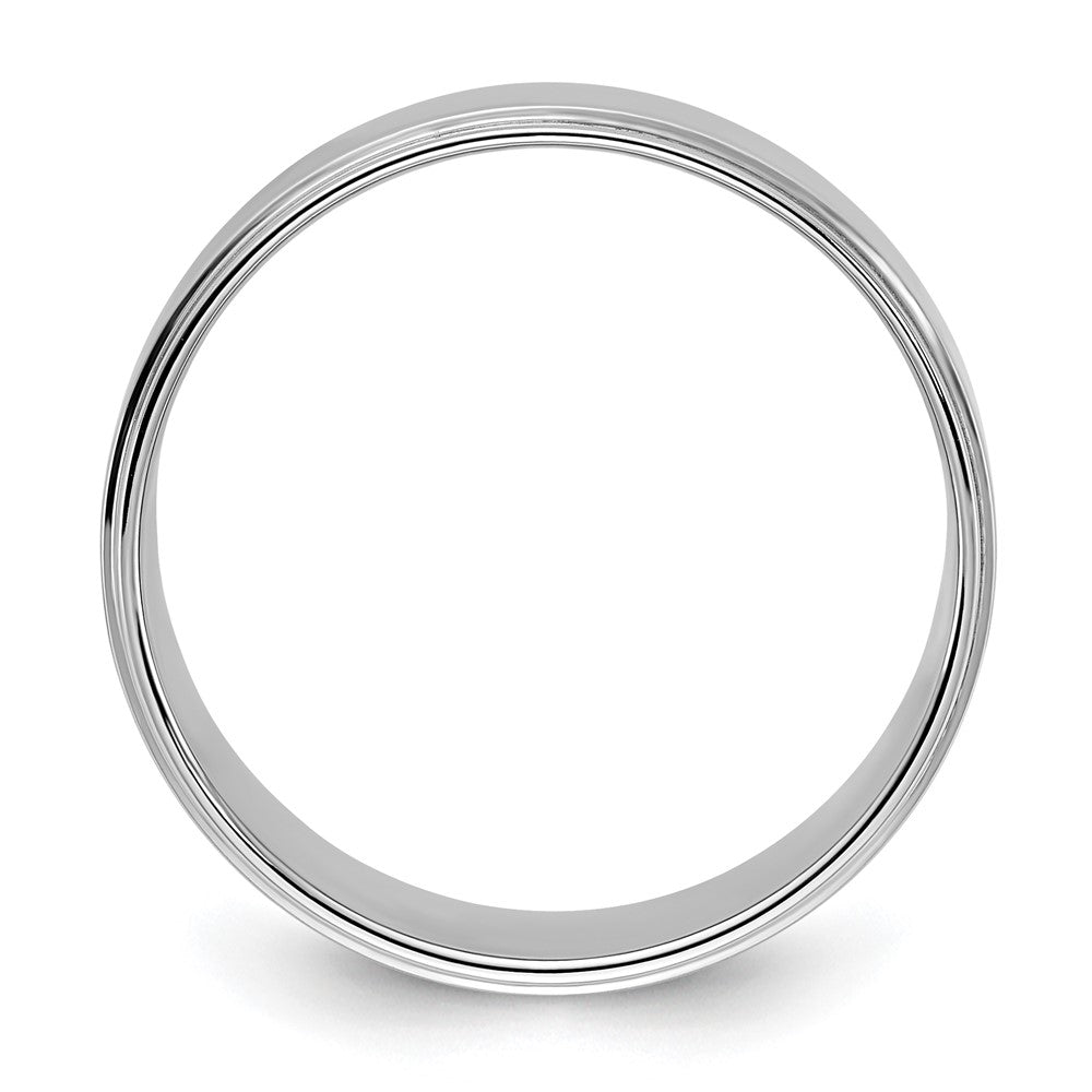14k White Gold 8mm Flat with Step Edge Wedding Band
