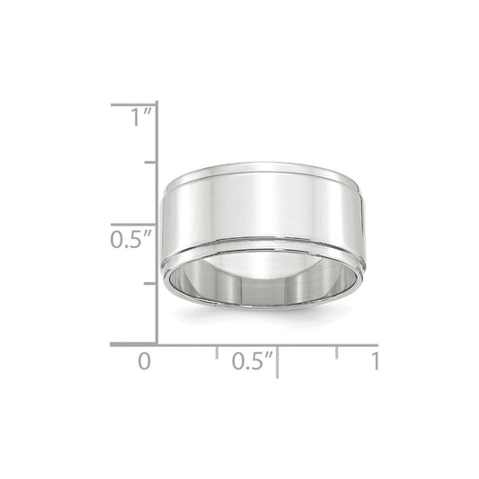 14k White Gold 10mm Flat with Step Edge Wedding Band