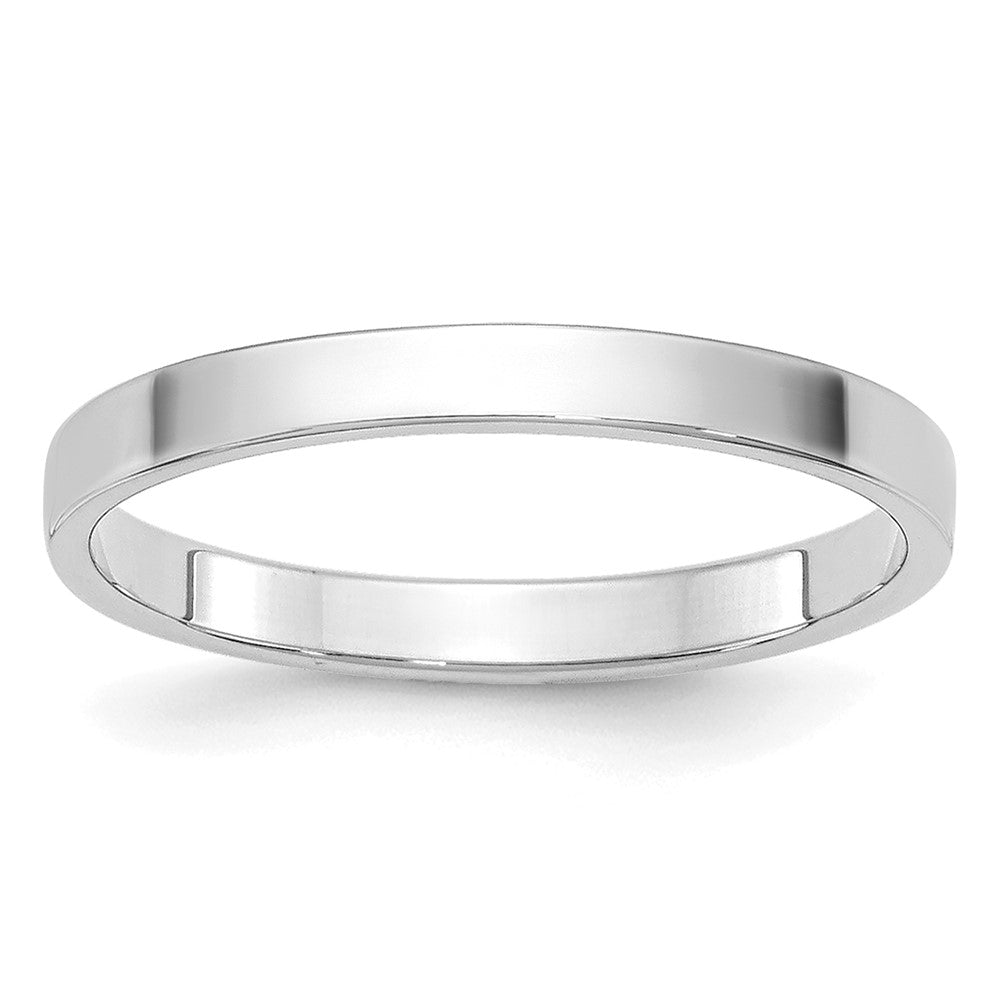 14k White Gold 2mm Lightweight Flat Wedding Band 