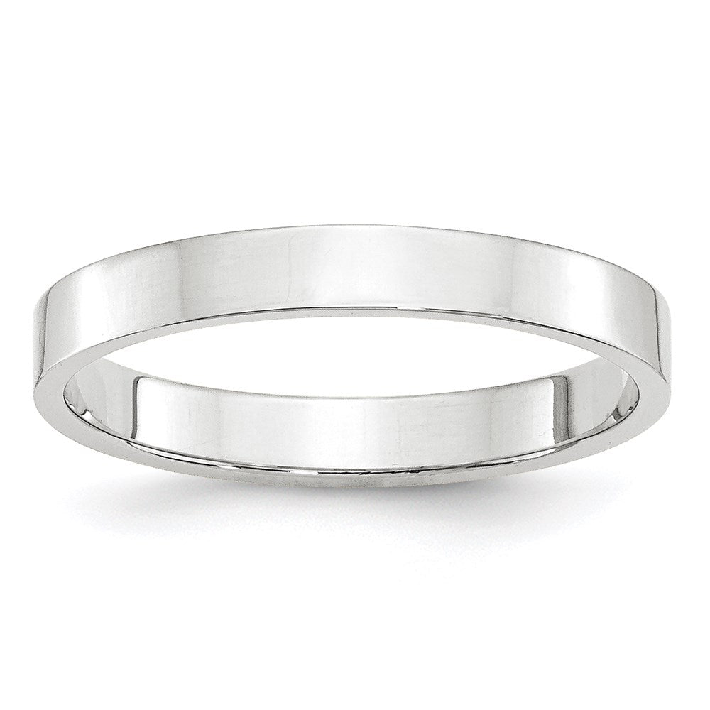 14k White Gold 3mm Lightweight Flat Wedding Band 