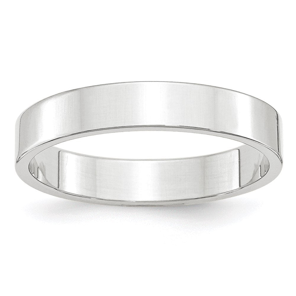 14k White Gold 4mm Lightweight Flat Wedding Band 