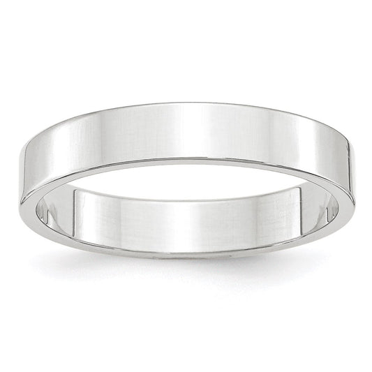 14k White Gold 4mm Lightweight Flat Wedding Band 