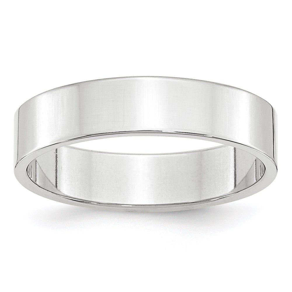 14k White Gold 5mm Lightweight Flat Wedding Band 