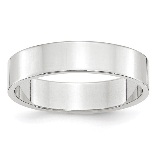 14k White Gold 5mm Lightweight Flat Wedding Band 