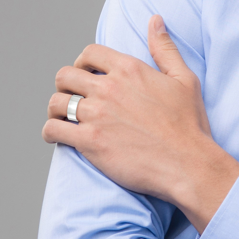 14k White Gold 8mm Lightweight Flat Wedding Band