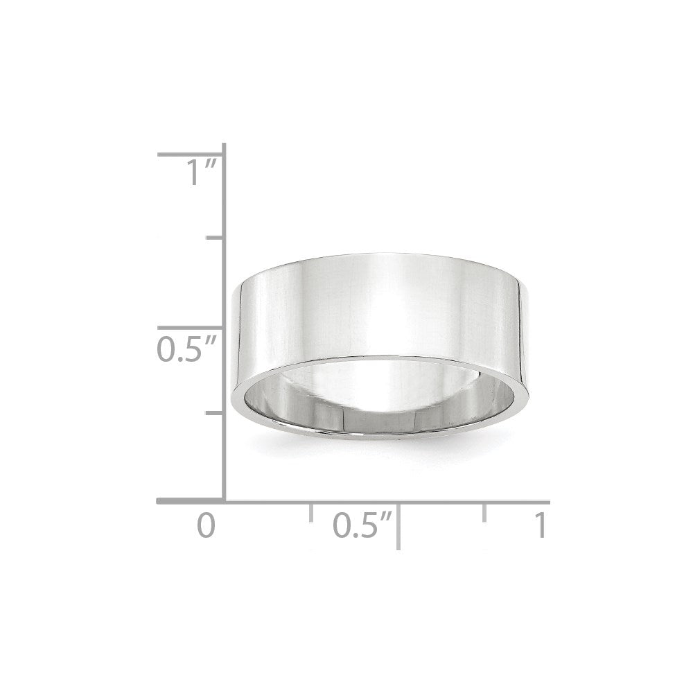 14k White Gold 8mm Lightweight Flat Wedding Band