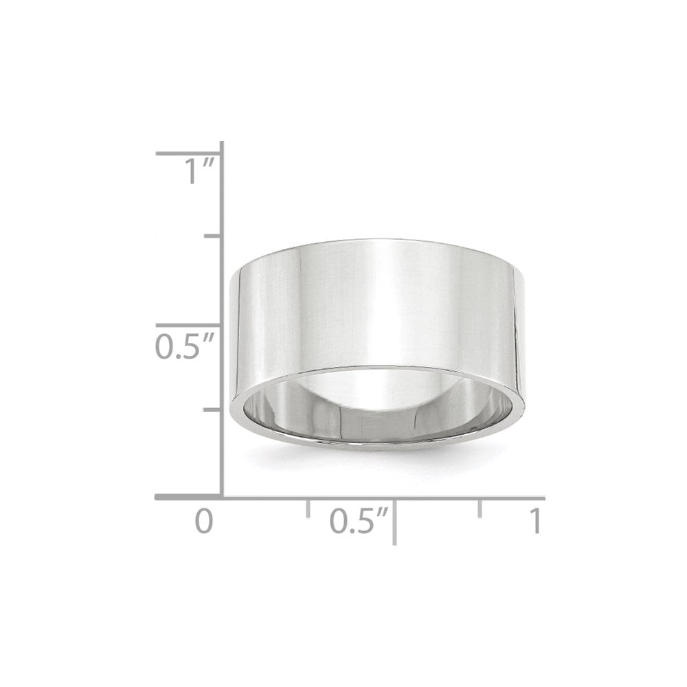 14k White Gold 10mm Lightweight Flat Wedding Band