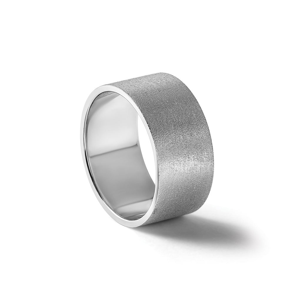 14k White Gold 10mm Lightweight Flat Wedding Band