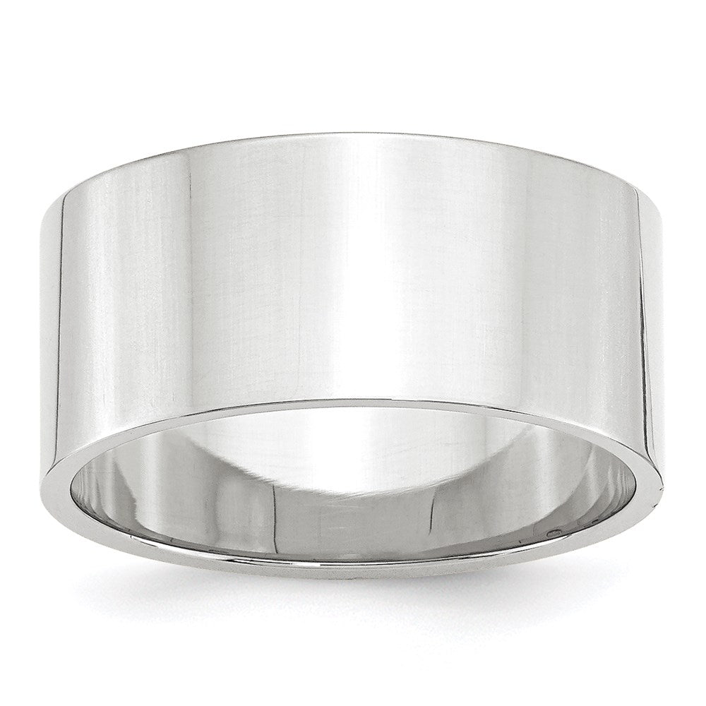 14k White Gold 10mm Lightweight Flat Wedding Band 