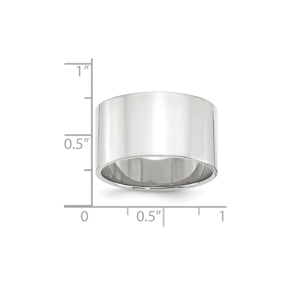14k White Gold 12mm Lightweight Flat Wedding Band
