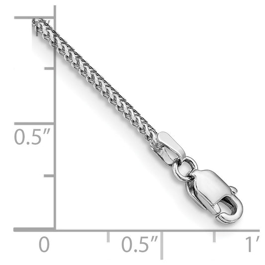 14K White Gold 1mm Franco with Lobster Clasp Bracelet