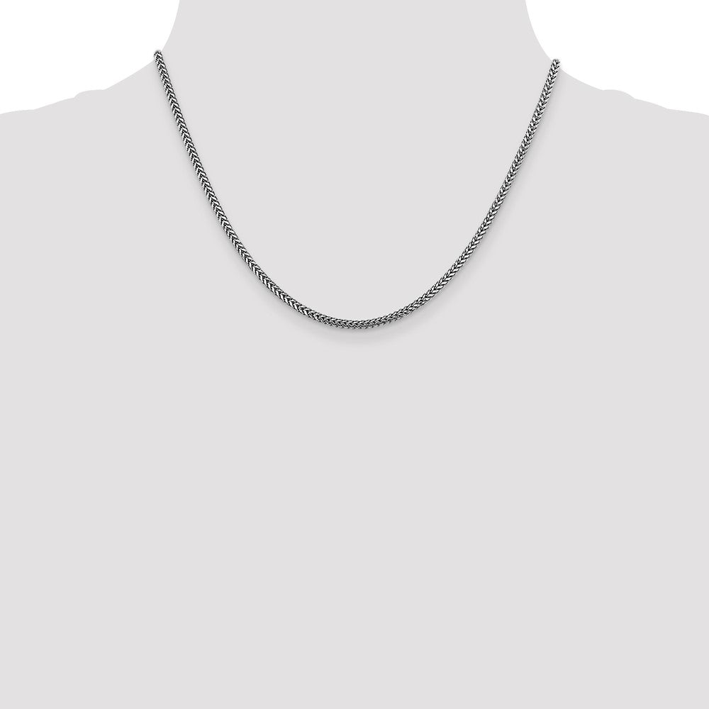 14K White Gold 2.3mm Franco with Lobster Clasp Chain