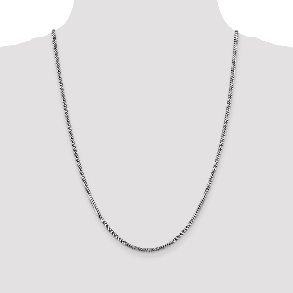 14K White Gold 2.3mm Franco with Lobster Clasp Chain