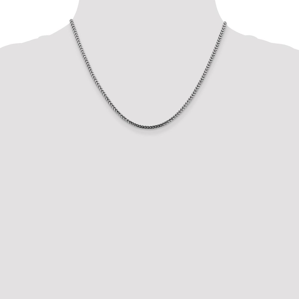 14K White Gold 2.5mm Franco with Lobster Clasp Chain