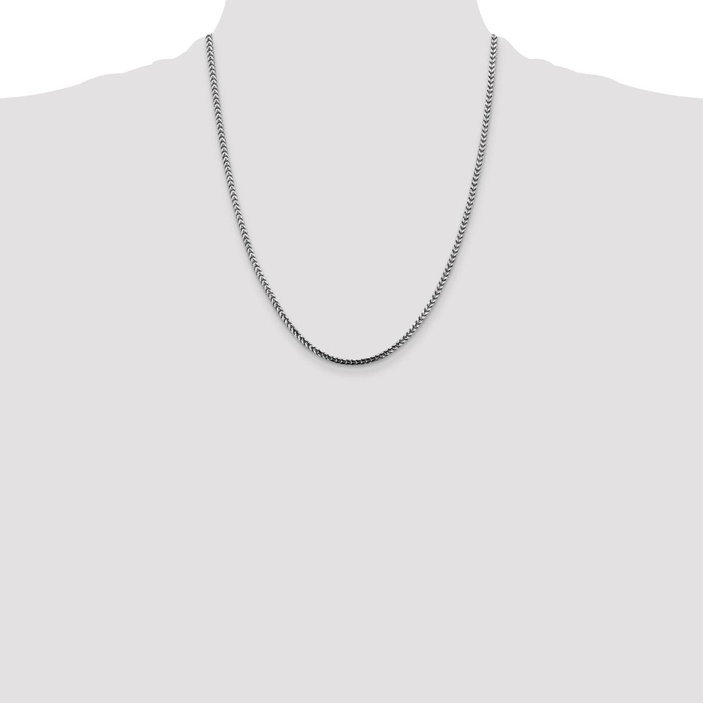 14K White Gold 2.5mm Franco with Lobster Clasp Chain