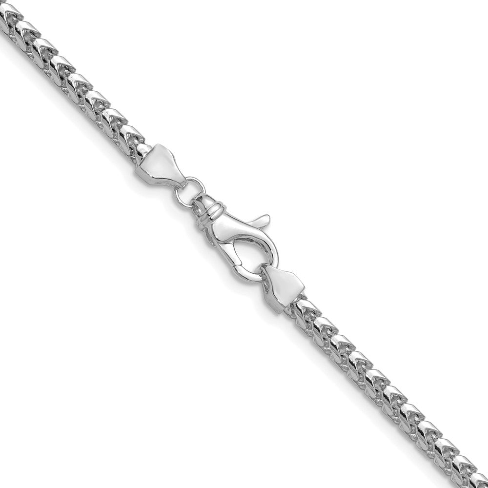 14K White Gold 3mm Franco with Fancy Lobster Clasp Chain