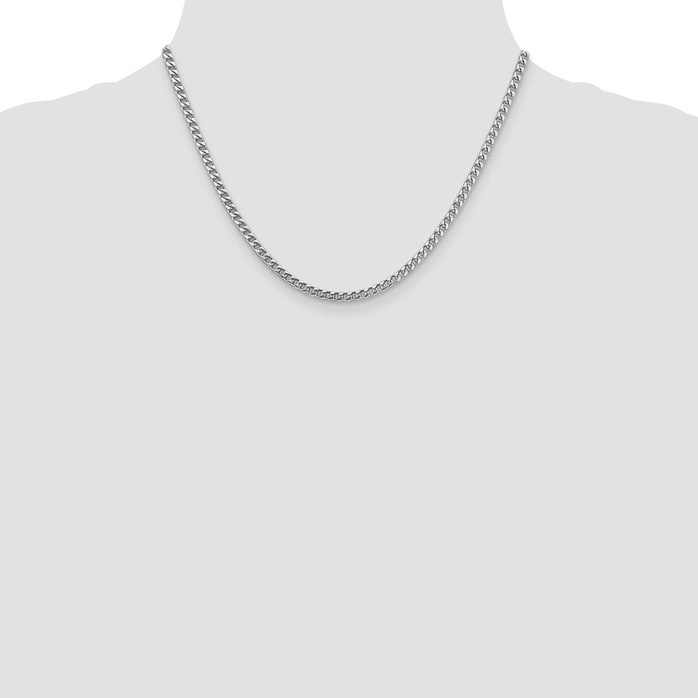 14K White Gold 3mm Franco with Fancy Lobster Clasp Chain