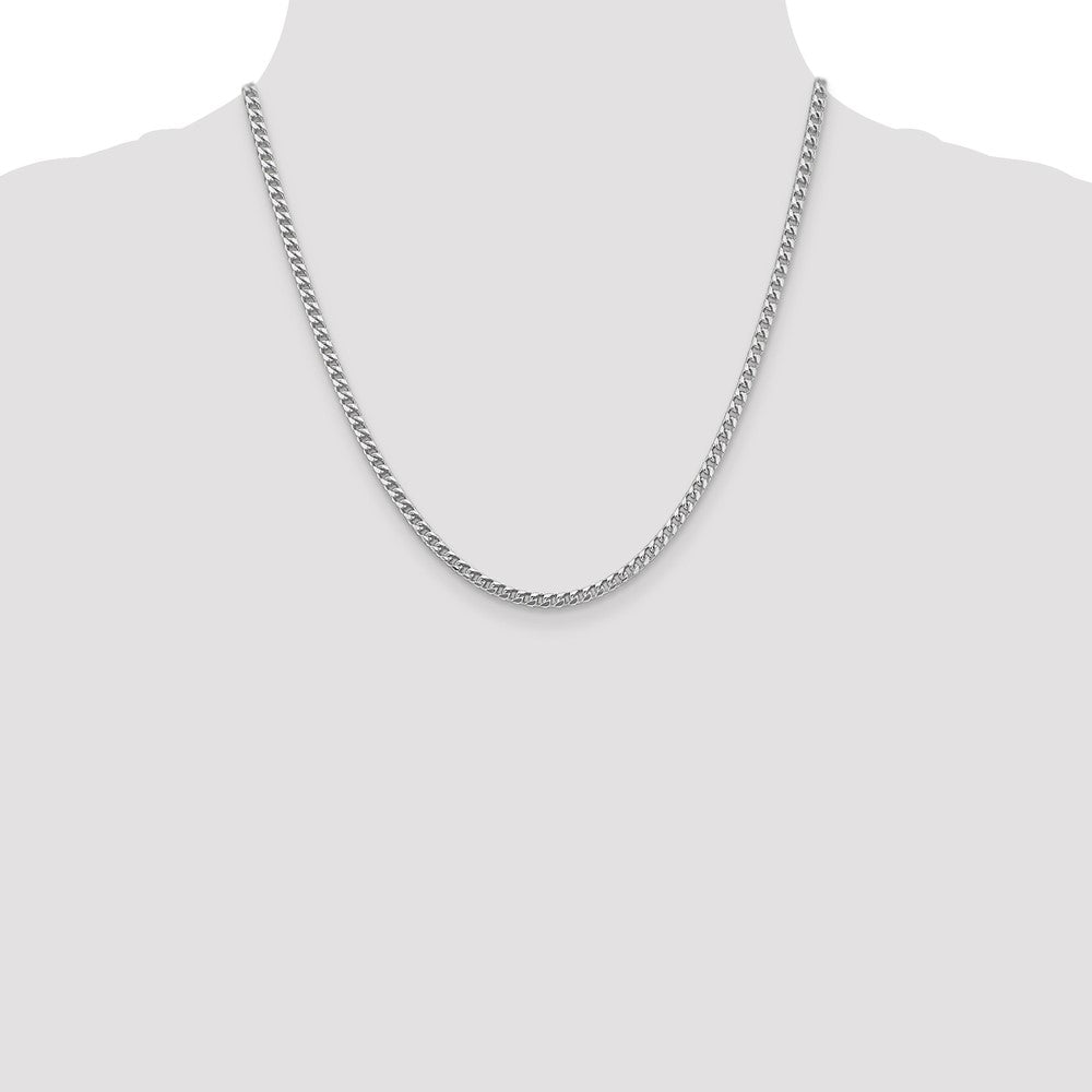 14K White Gold 3mm Franco with Fancy Lobster Clasp Chain