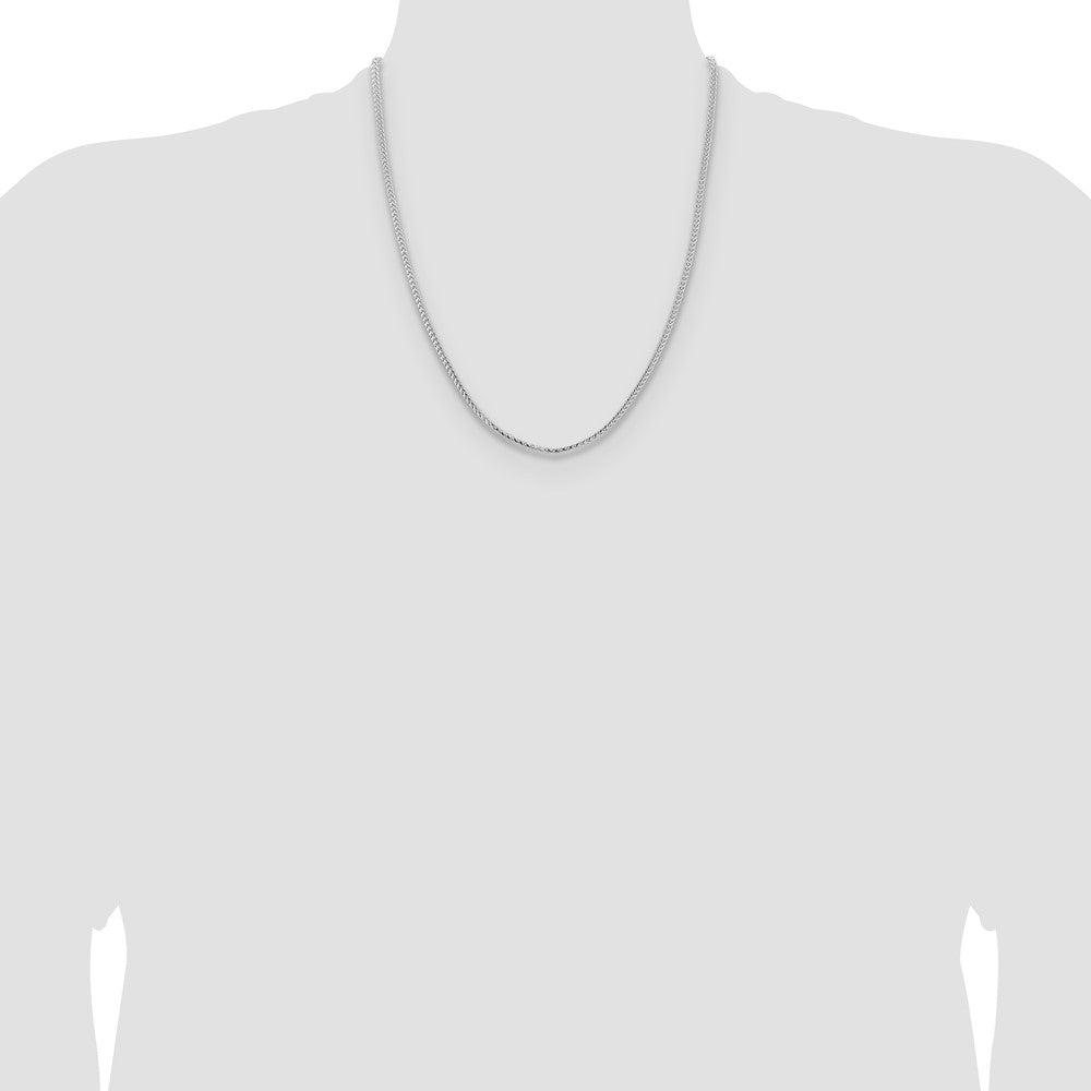 14K White Gold 3mm Franco with Fancy Lobster Clasp Chain