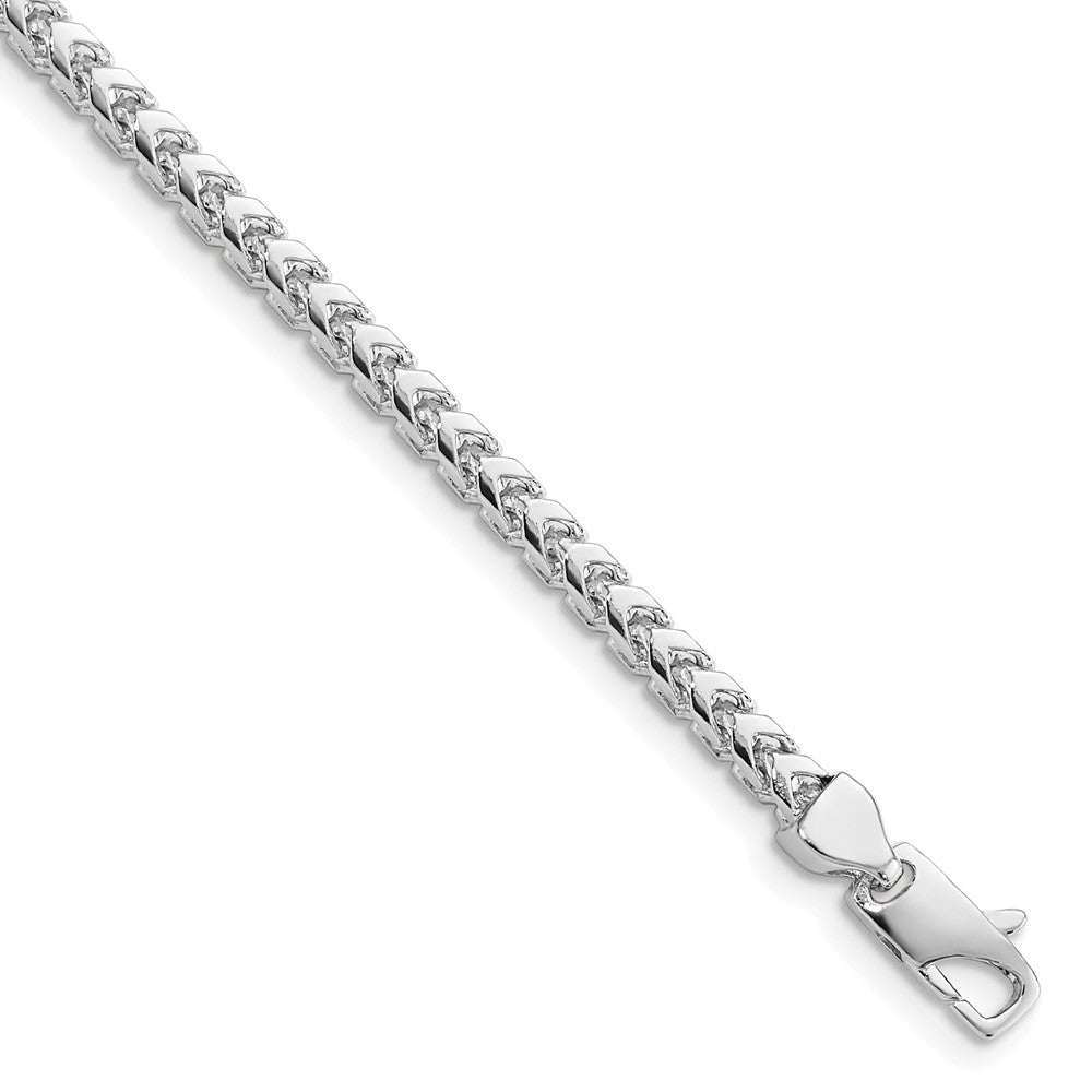 14K White Gold 3mm Franco with Fancy Lobster Clasp Bracelet