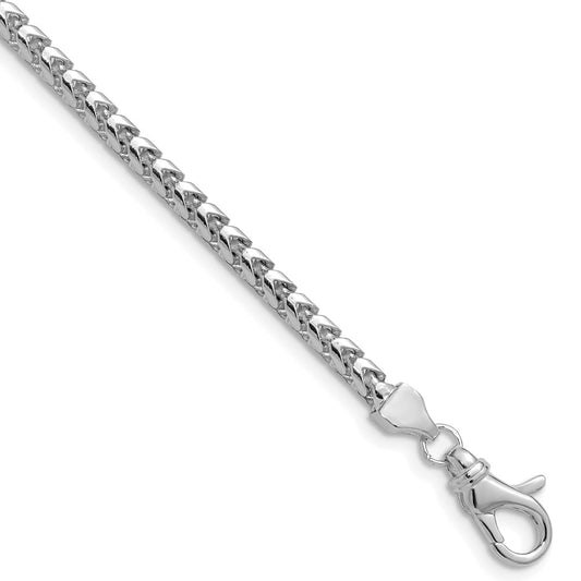 14K White Gold 3mm Franco with Fancy Lobster Clasp Chain
