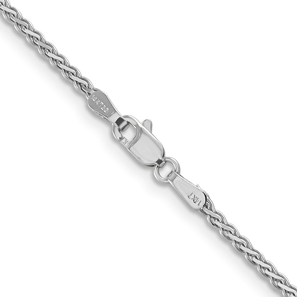 14K White Gold 1.9mm Flat Wheat with Lobster Clasp Chain