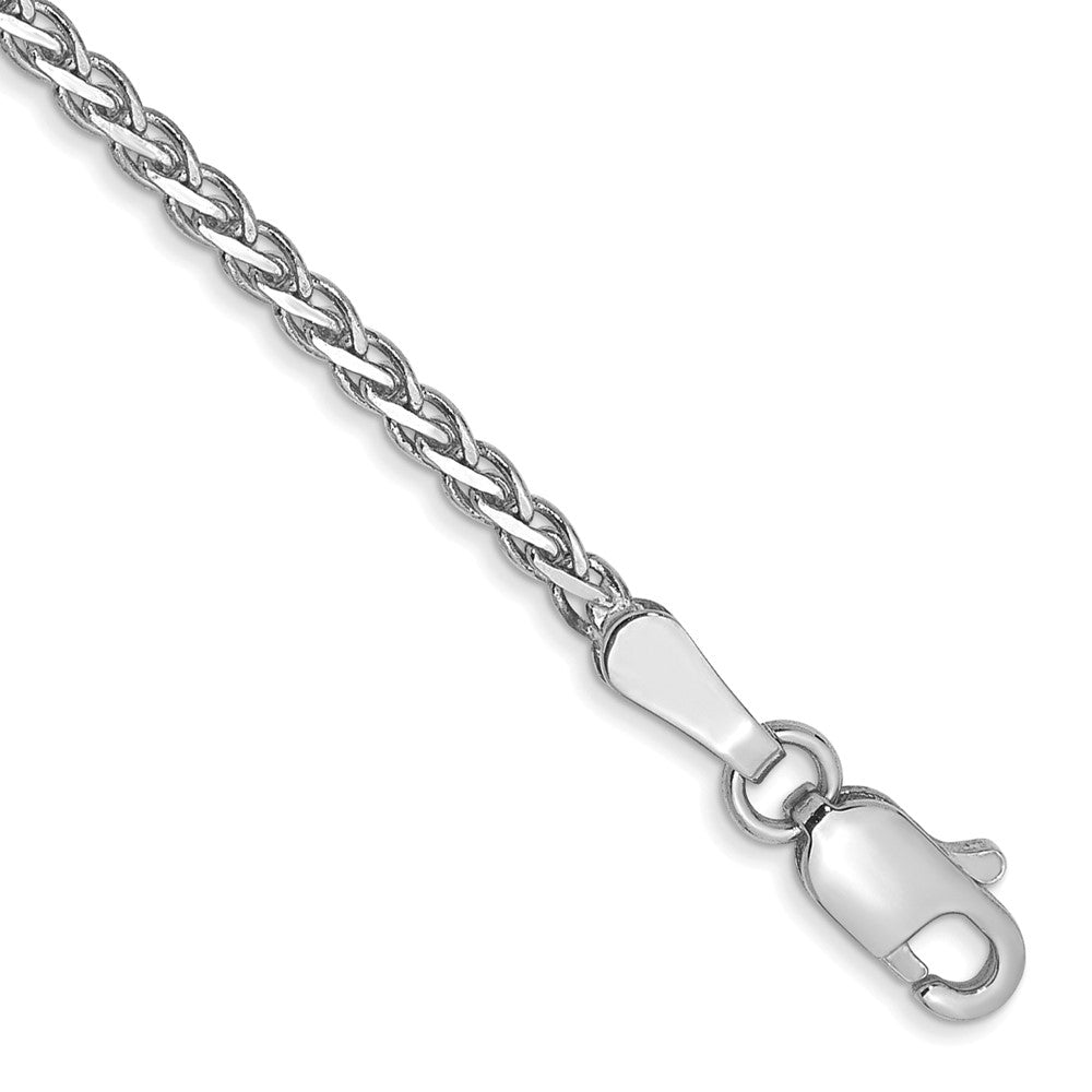14K White Gold 1.9mm Flat Wheat with Lobster Clasp Bracelet