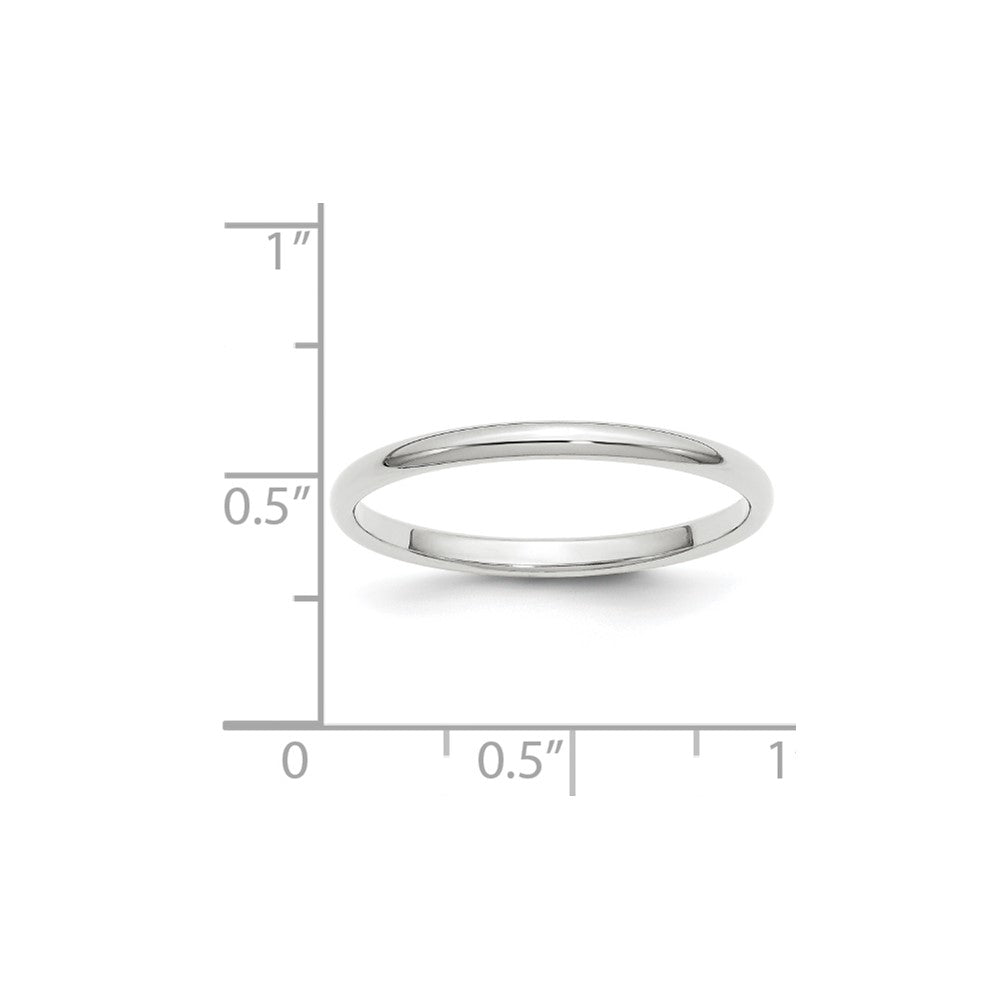 14k White Gold 2mm Half Round Wedding Band