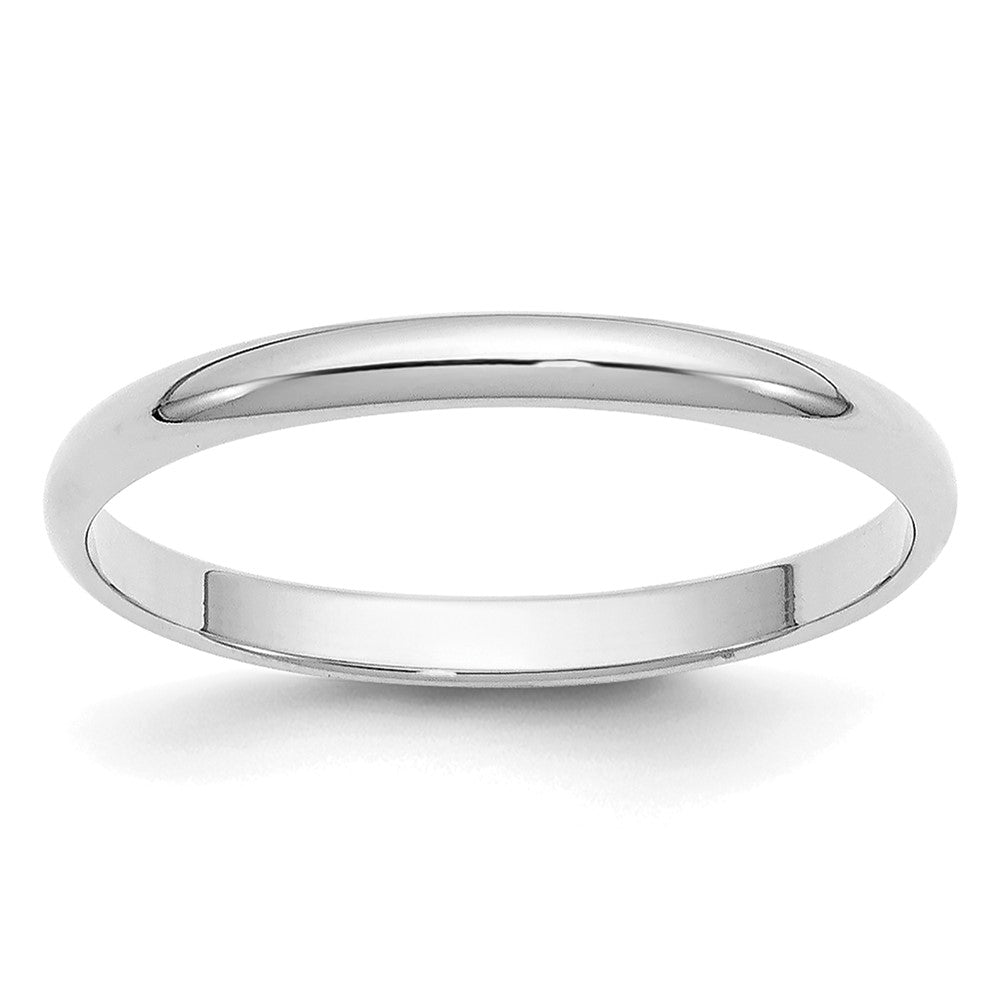 14k White Gold 2mm Half Round Wedding Band 