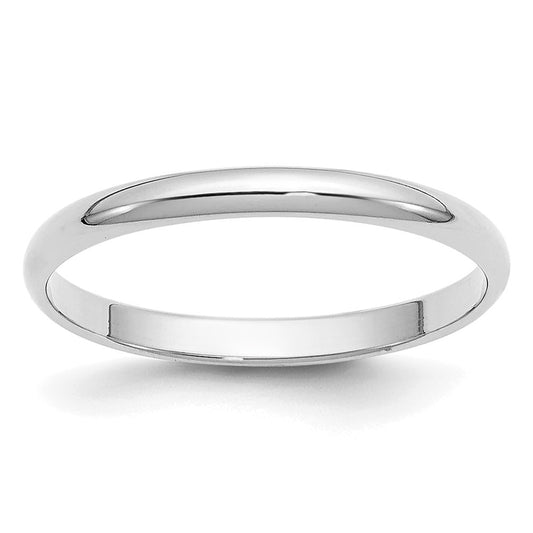 14k White Gold 2mm Half Round Wedding Band 