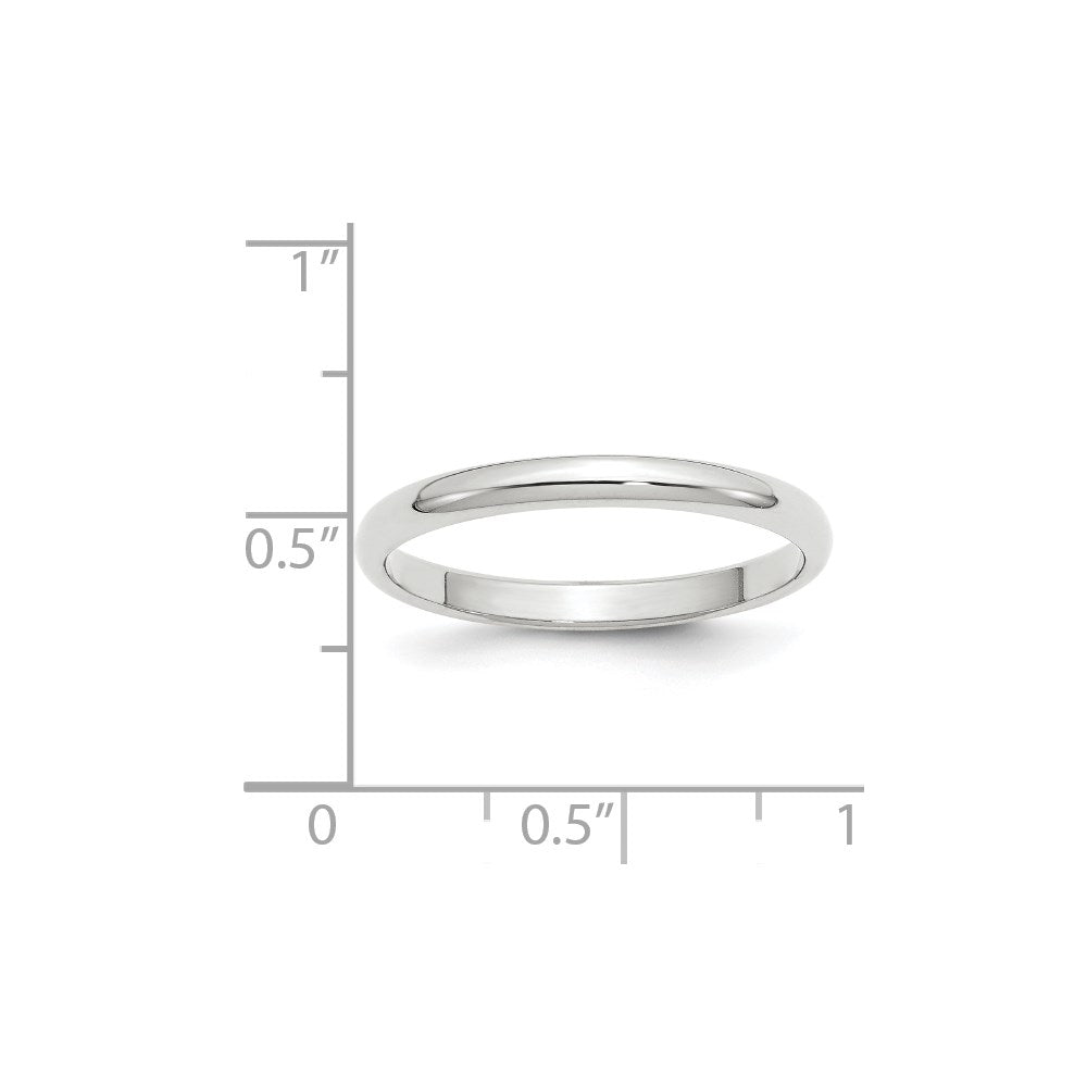 14k White Gold 2.5mm Half Round Wedding Band