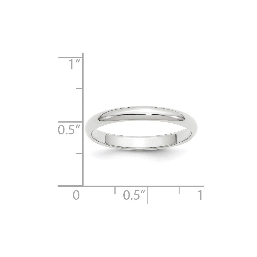 14k White Gold 3mm Half Round Wedding Band