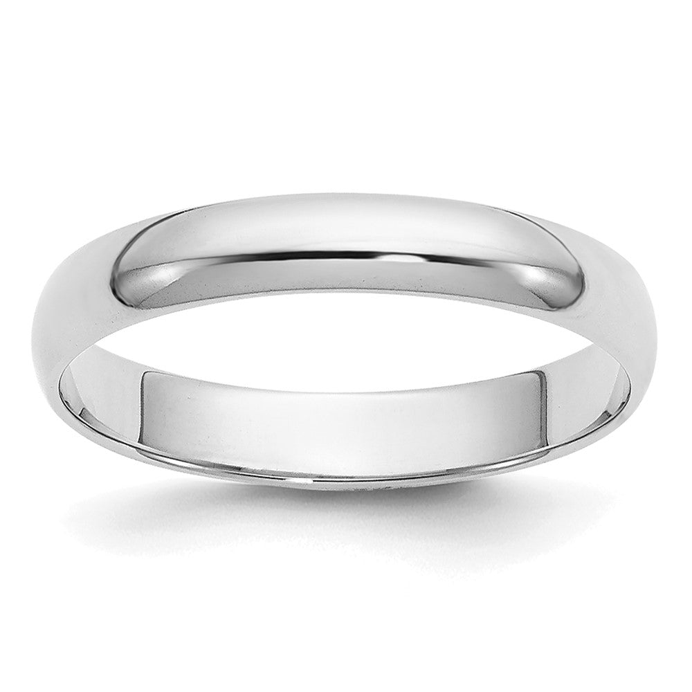 14k White Gold 3mm Half Round Wedding Band 
