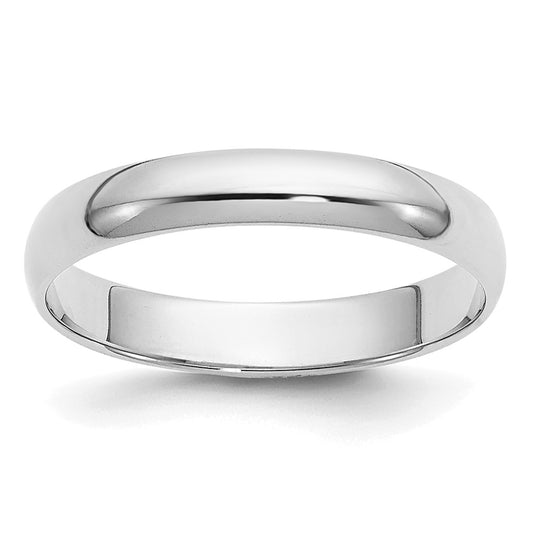 14k White Gold 3mm Half Round Wedding Band 