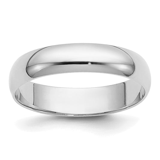 14k White Gold 4mm Half Round Wedding Band 